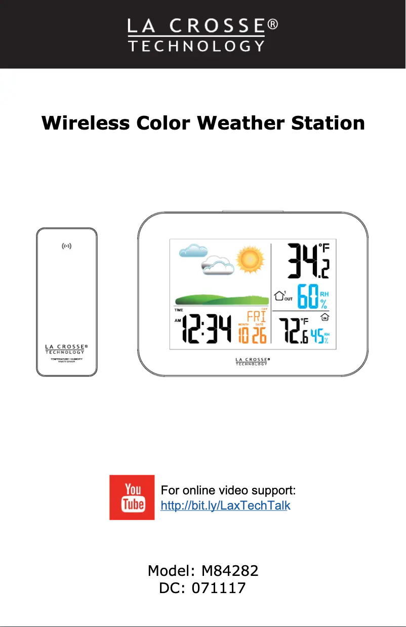 Page n°1 - Manuel utilisateur La Crosse Technology M84282