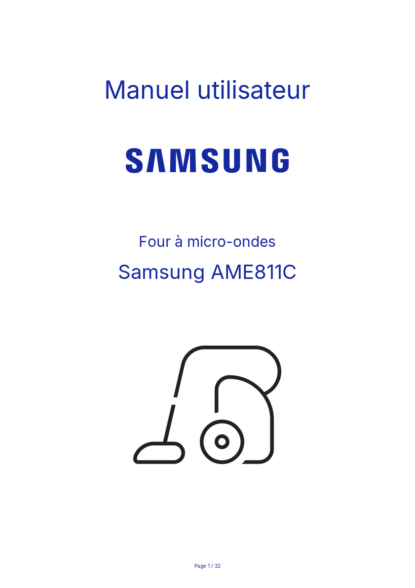 Page n°1 - Manuel utilisateur Samsung AME811C