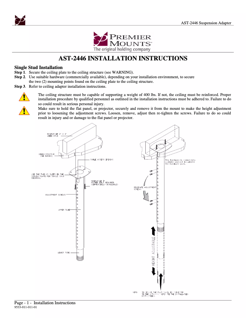 Image de la première page du manuel de l'appareil AST-2446