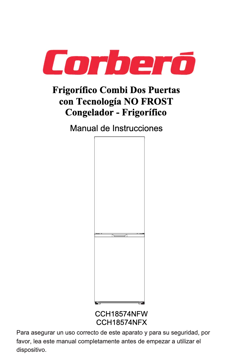 Page 1 de la notice Manuel utilisateur Corbero CCH18574NFW