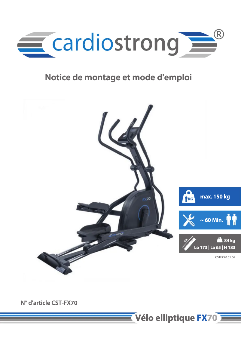 Page 1 de la notice Manuel utilisateur Cardiostrong FX70
