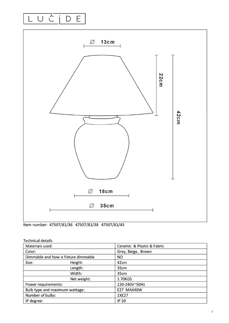 Image de la première page du manuel de l'appareil Ramzi 47507/81/43