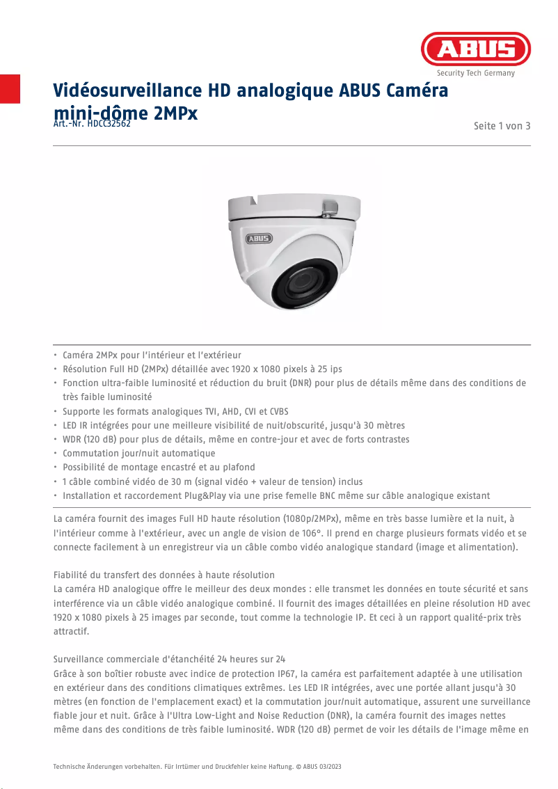 Image de la première page du manuel de l'appareil HDCC32562