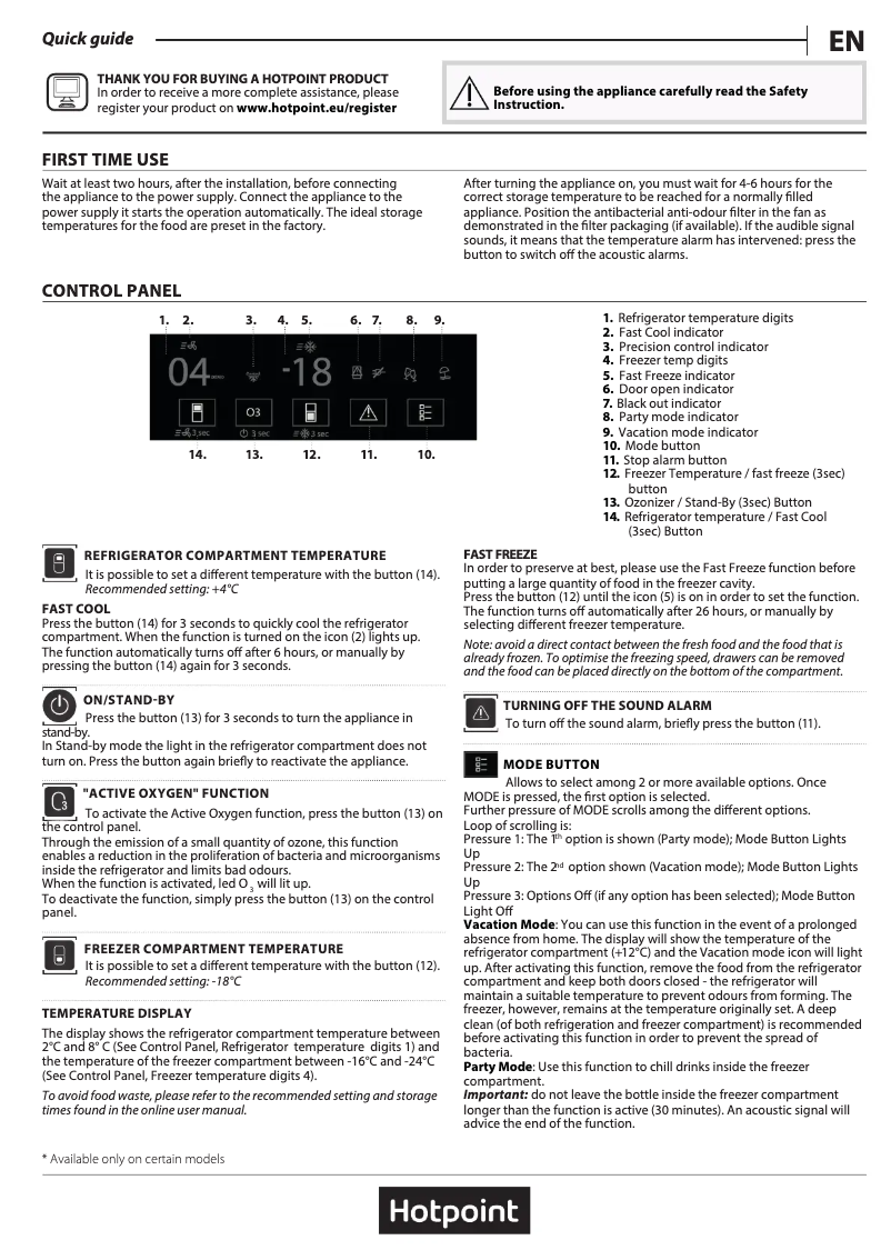 Page n°1 - Manuel utilisateur Hotpoint HTC18 T532 UK