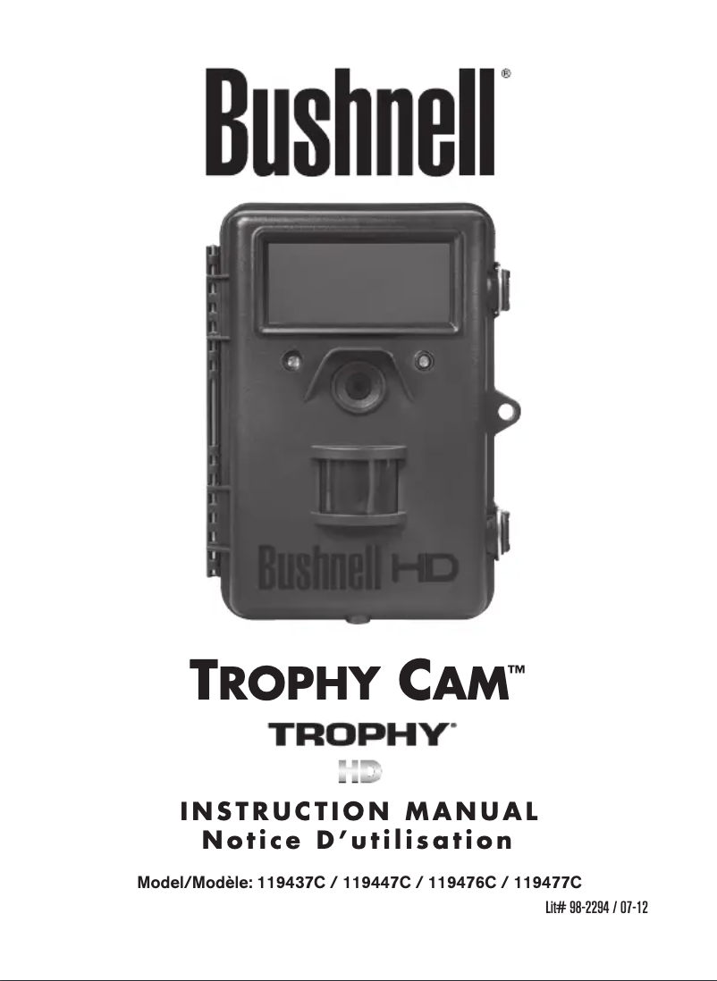 Page 1 de la notice Manuel utilisateur Bushnell Trophy Cam HD 119447C