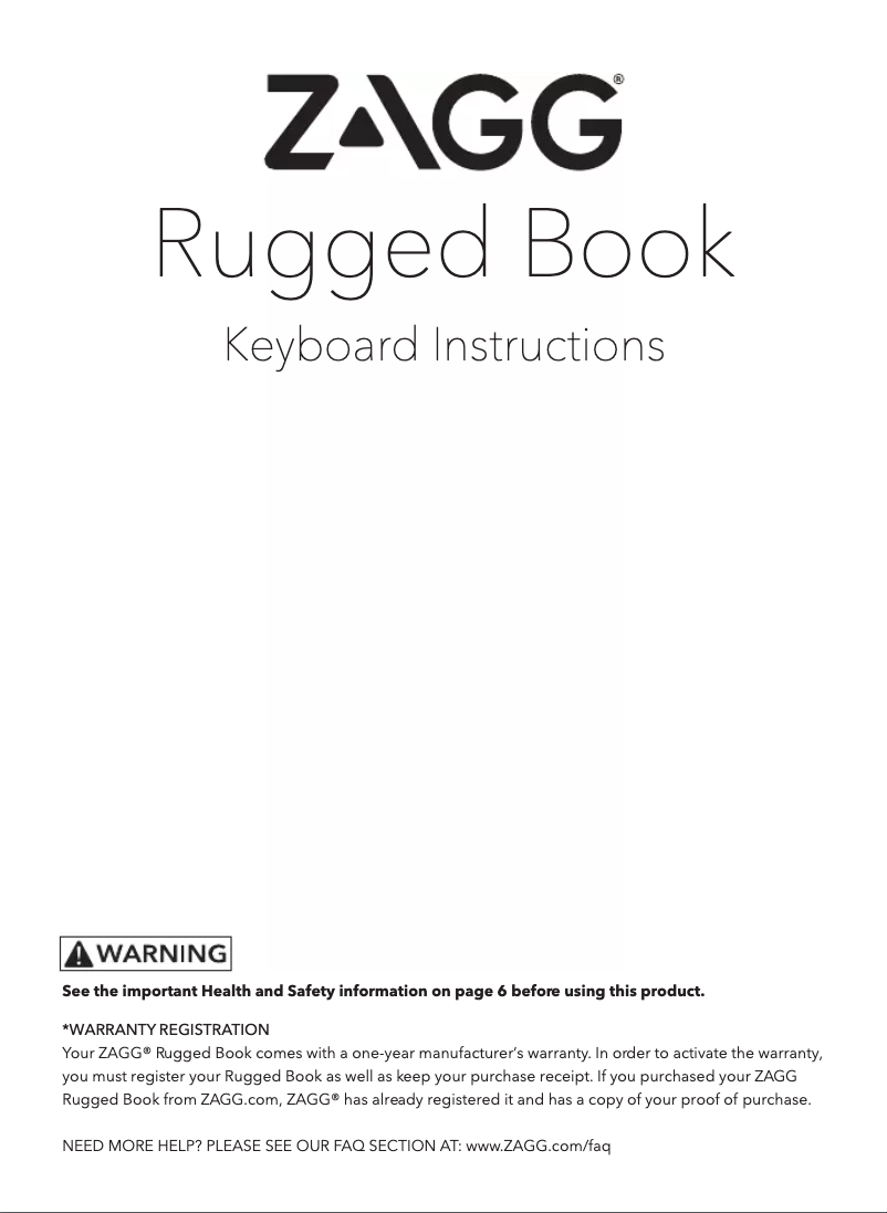 Page 1 de la notice Manuel utilisateur Zagg ID8RGK-BBG