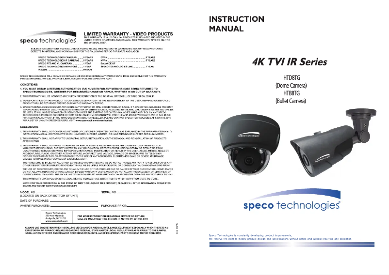 Image de la première page du manuel de l'appareil HTD8TG