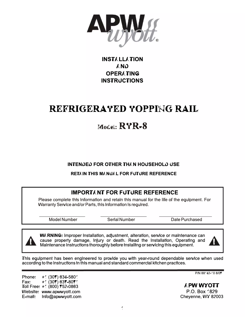 Image de la première page du manuel de l'appareil RTR-8