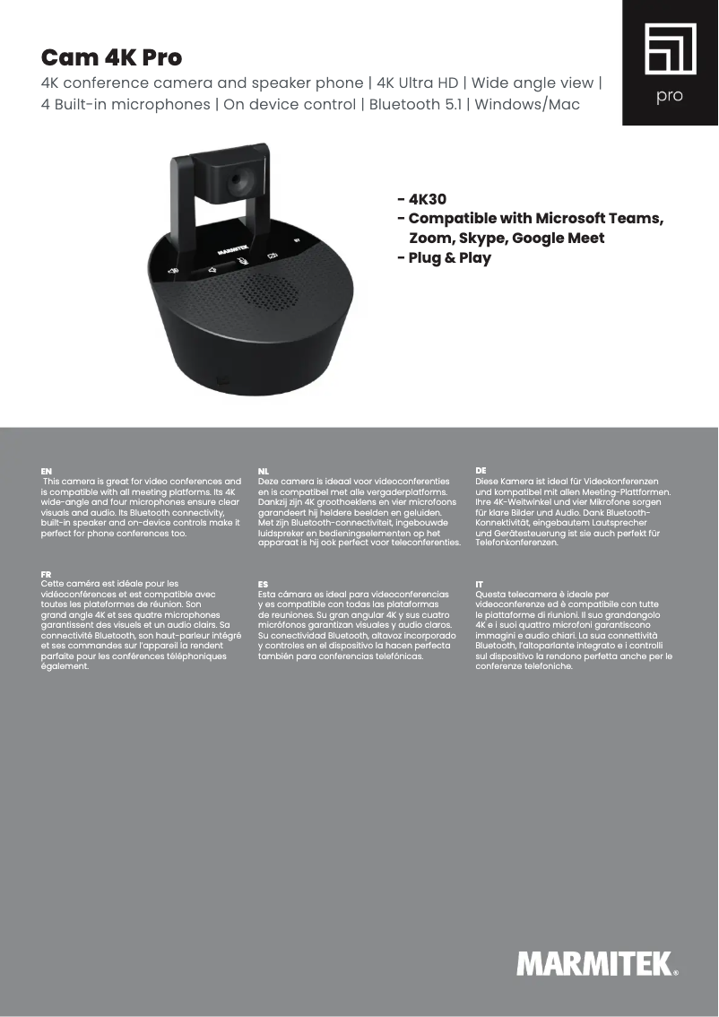 Image de la première page du manuel de l'appareil Cam 4K Pro