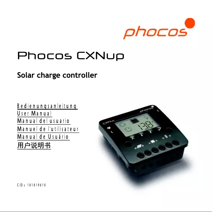 Page n°1 - Manuel utilisateur Phocos CXNup 20