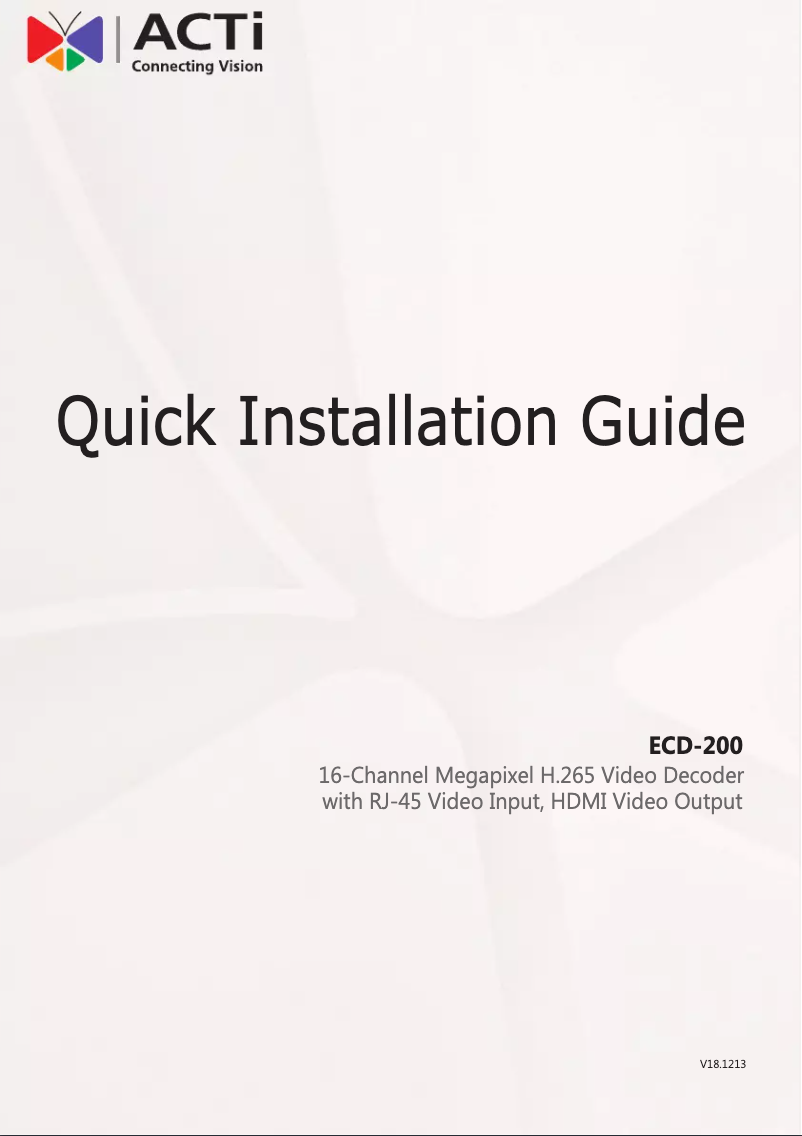 Page 1 de la notice Manuel utilisateur ACTi ECD-200