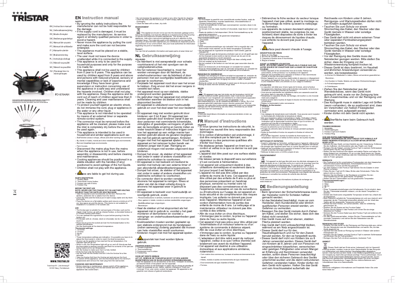 Page 1 de la notice Manuel utilisateur TriStar PD-8765AH