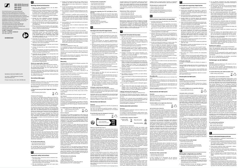 Page n°1 - Instructions de sécurité Sennheiser MKH 8050