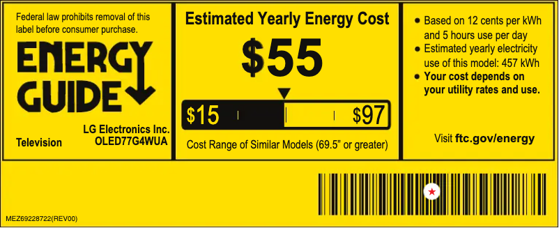 Page n°1 - Label énergétique LG OLED77G4WUA
