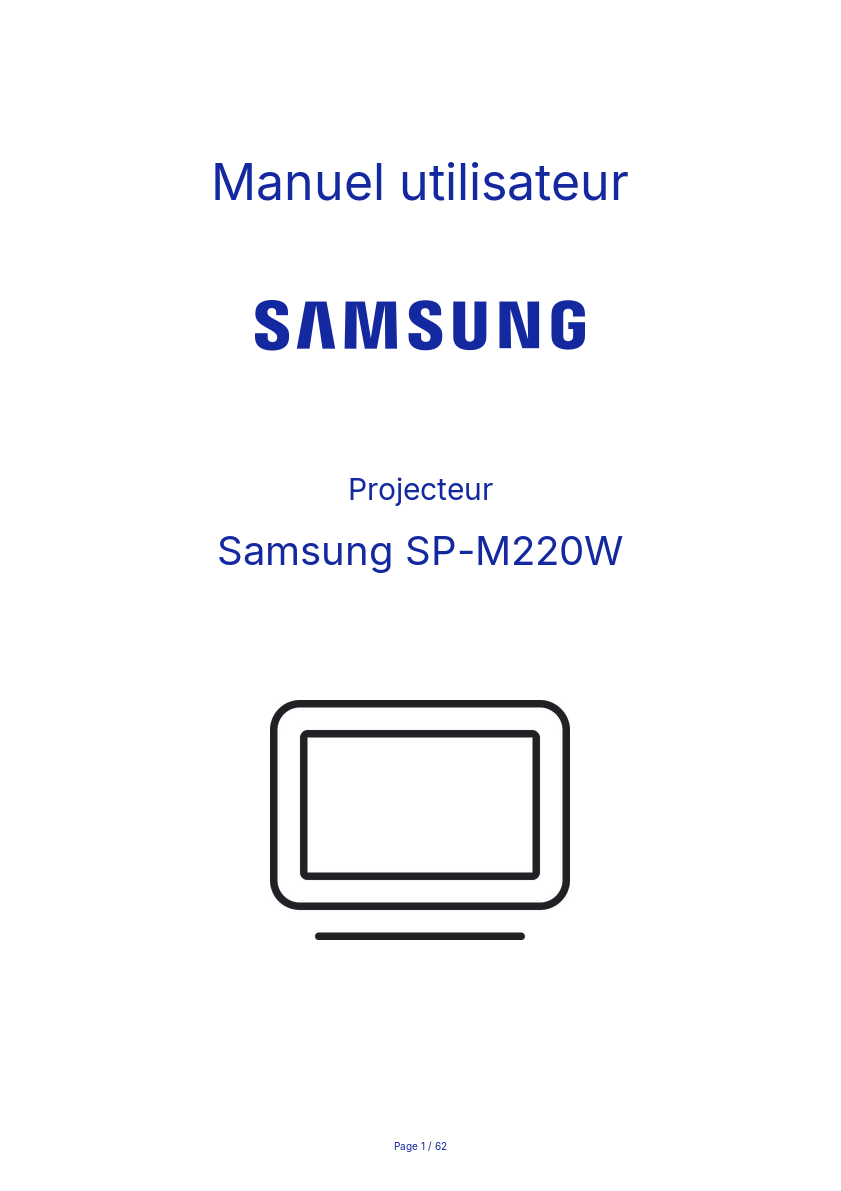 Page n°1 - Manuel utilisateur Samsung SP-M220W