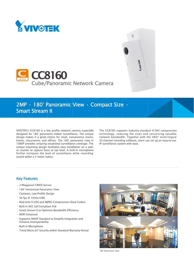 Page 1 de la notice Fiche technique Vivotek CC9160-H