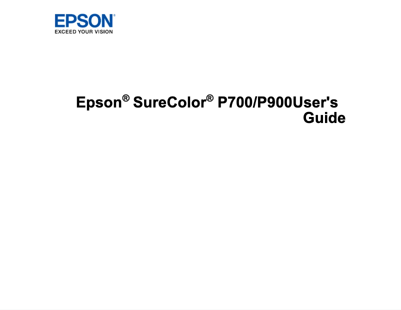 Page n°1 - Manuel utilisateur Epson SureColor P900