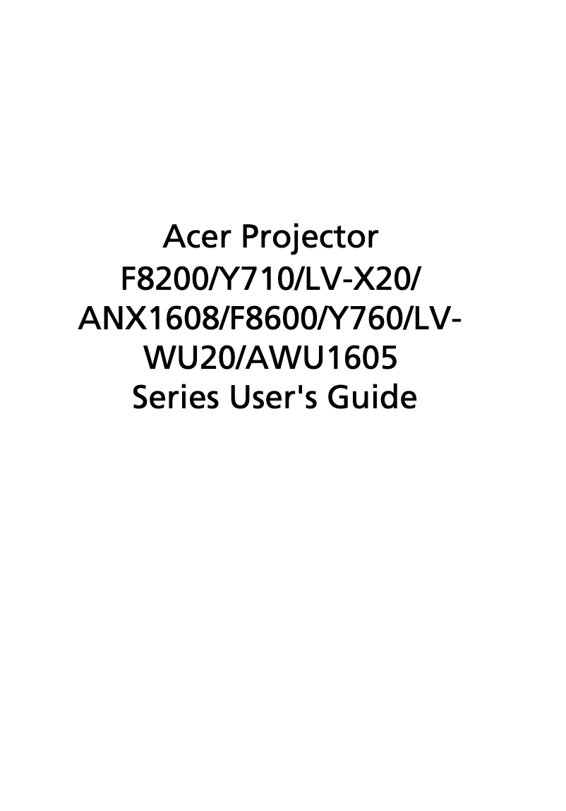 Page n°1 - Manuel utilisateur Acer LV-WU20