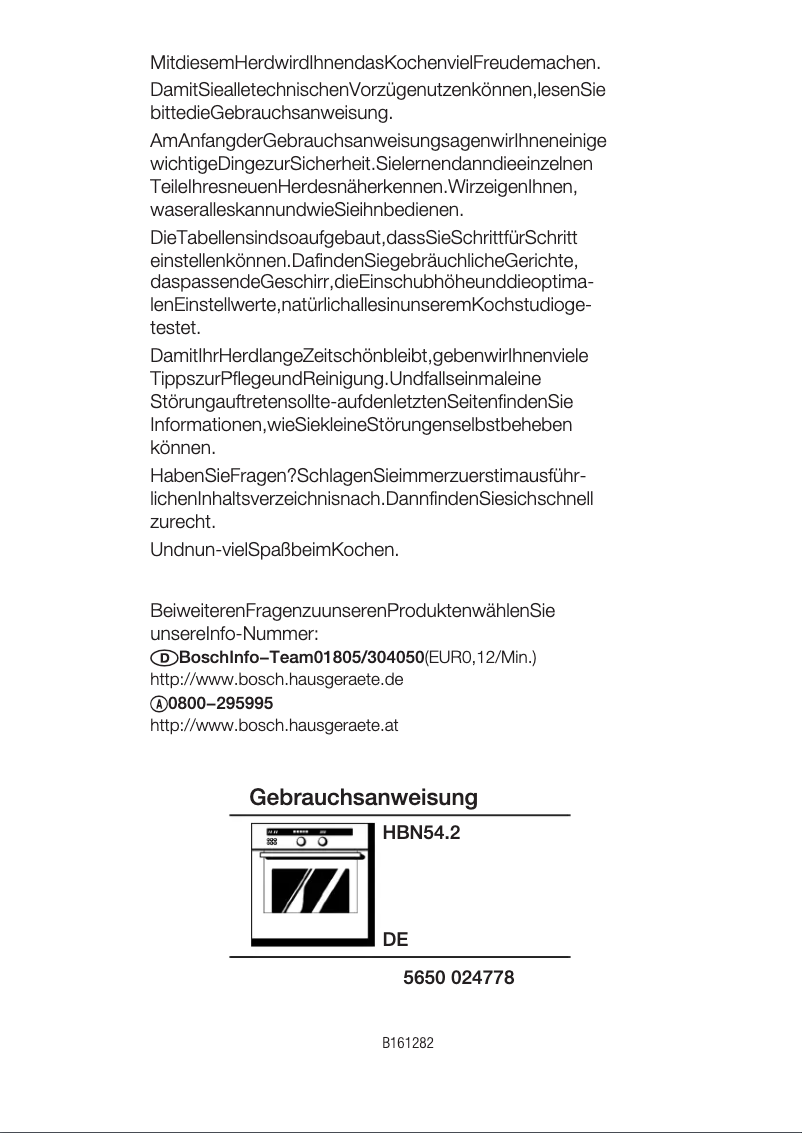 Page 1 de la notice Manuel utilisateur Bosch HBN5422