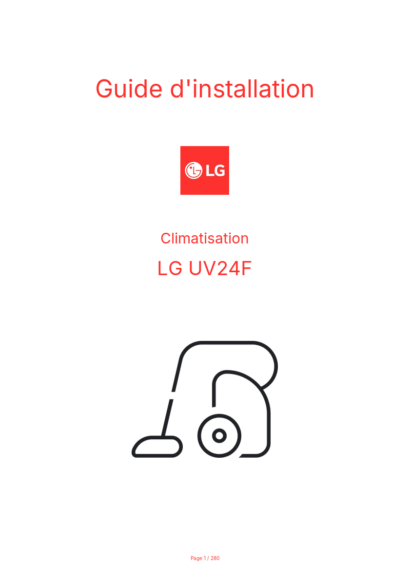 Page n°1 - Guide d'installation LG UV24F