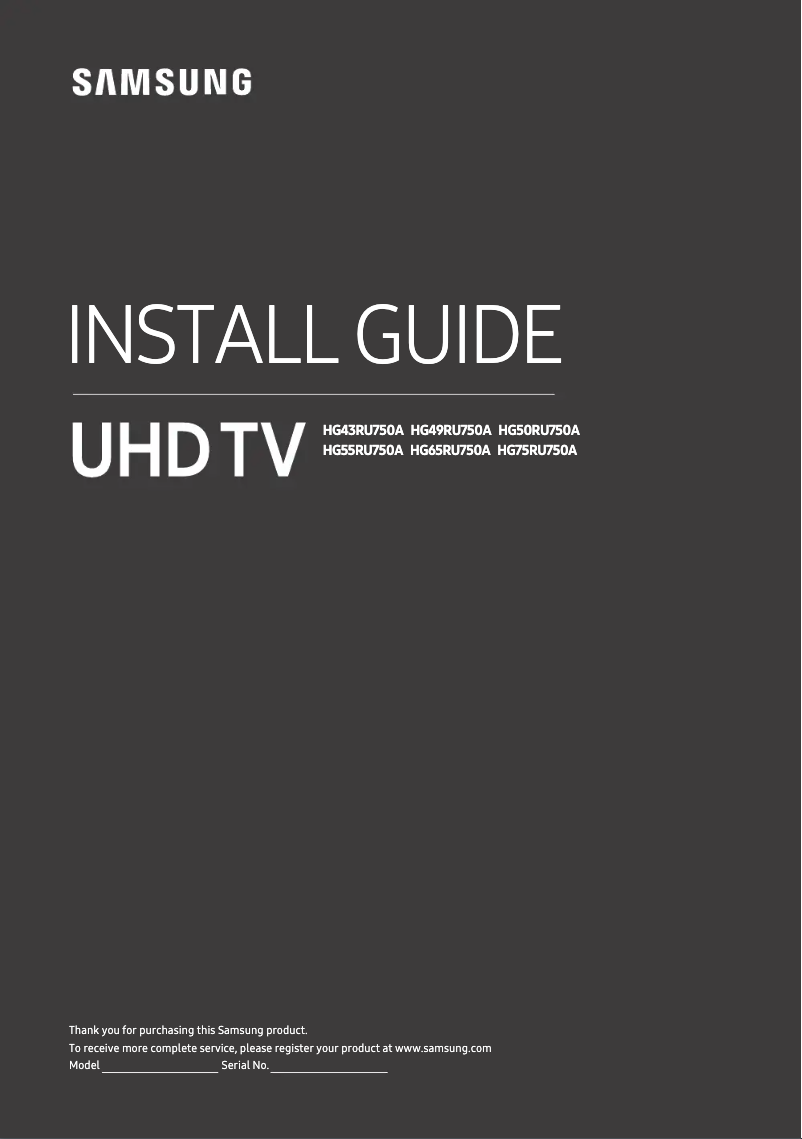 Page 1 de la notice Guide d'installation Samsung HG43RU750AK