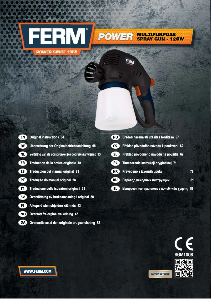 Page 1 de la notice Manuel utilisateur Ferm SGM1008