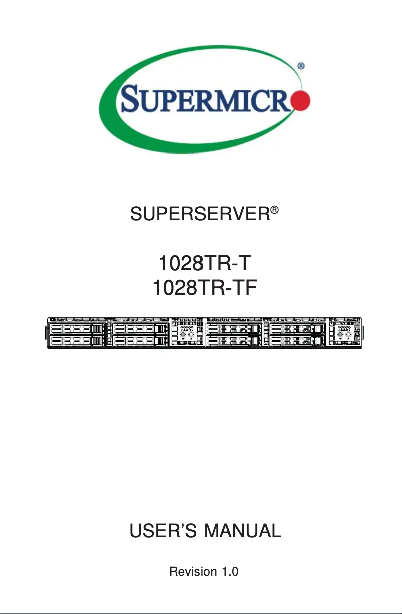Image de la première page du manuel de l'appareil SuperServer 1028TR-T