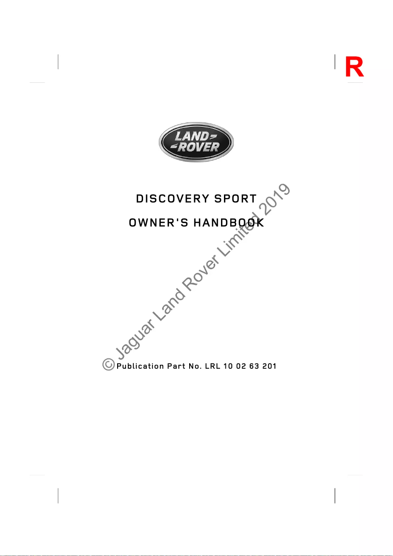 Image de la première page du manuel de l'appareil Discovery Sport (2019)