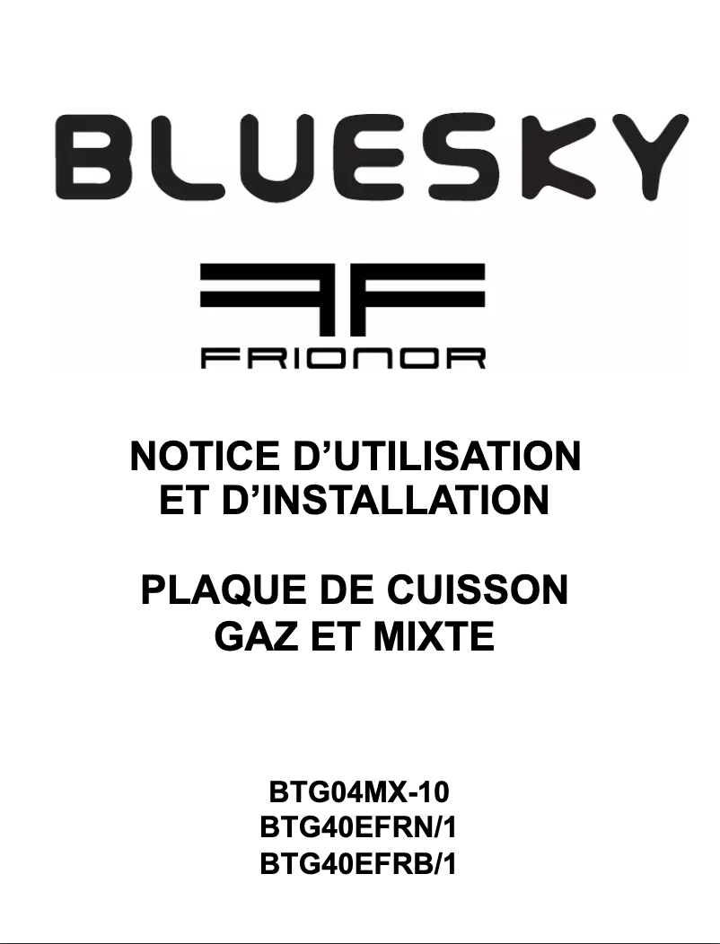 Page n°1 - Manuel utilisateur Bluesky BTG 04 MX-10