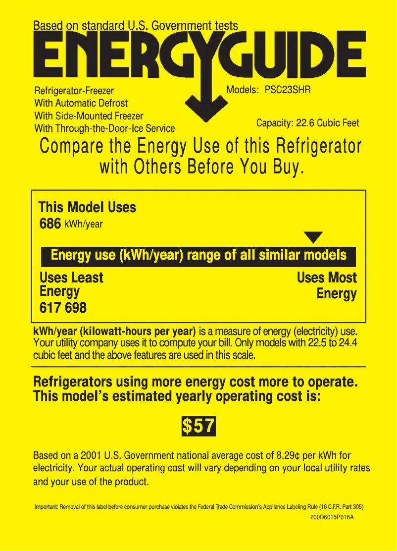 Page n°1 - Label énergétique GE Profile CustomStyle PSC23SHRSS