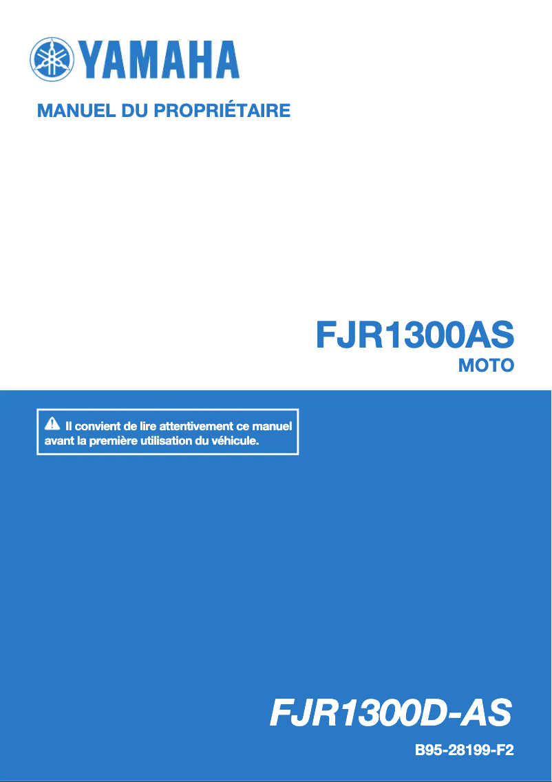 Page 1 de la notice Manuel utilisateur Yamaha FJR1300AS (2020)