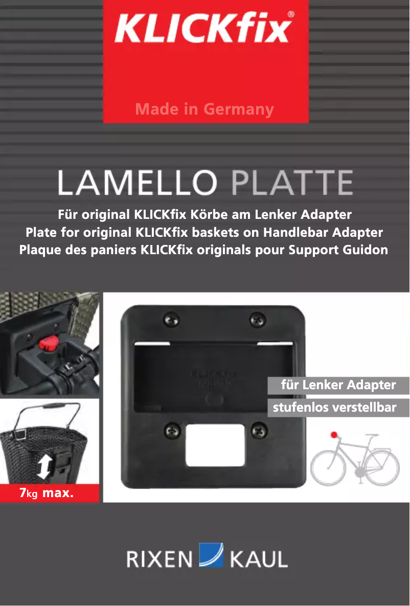 Page n°1 - Manuel utilisateur KLICKfix Lamello Platte