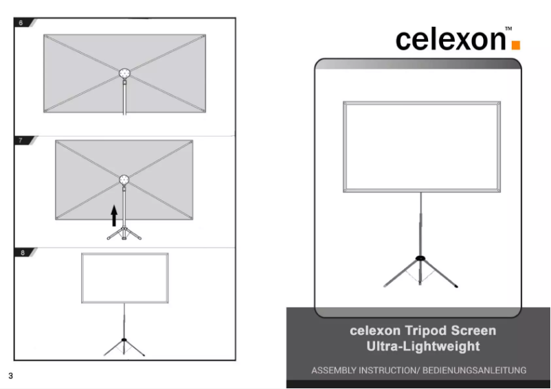 Page 1 de la notice Manuel utilisateur Celexon Ultra Lightweight Tripod Screen (16:9)