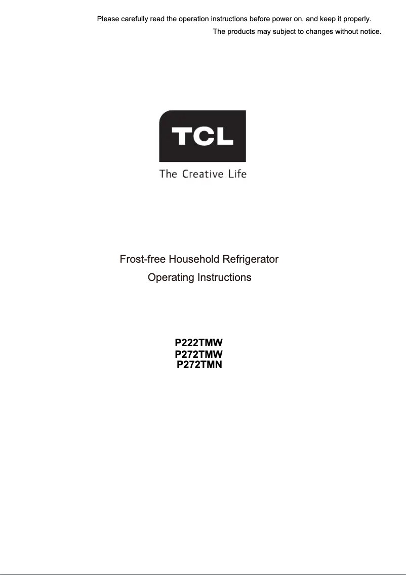 Page 1 de la notice Manuel utilisateur TCL P222TMW