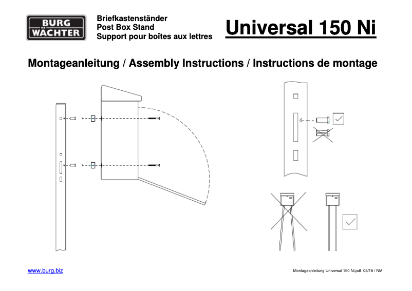 Page 1 de la notice Manuel utilisateur Burg Wächter Comfort-Set 39130 NI