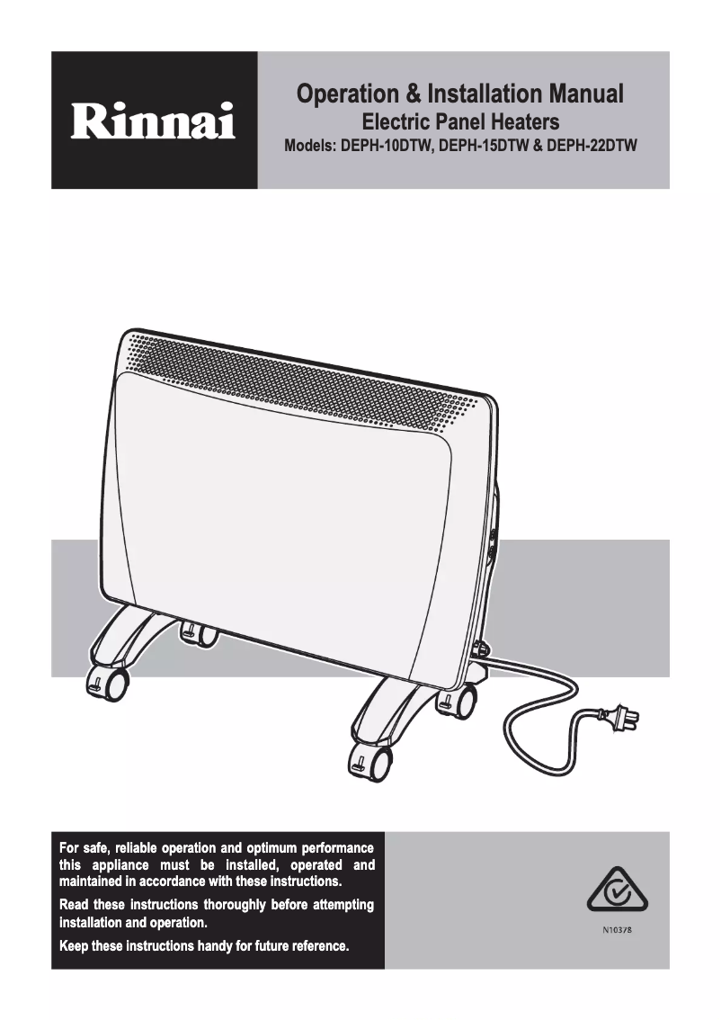 Page n°1 - Manuel utilisateur Rinnai DEPH-10DTW