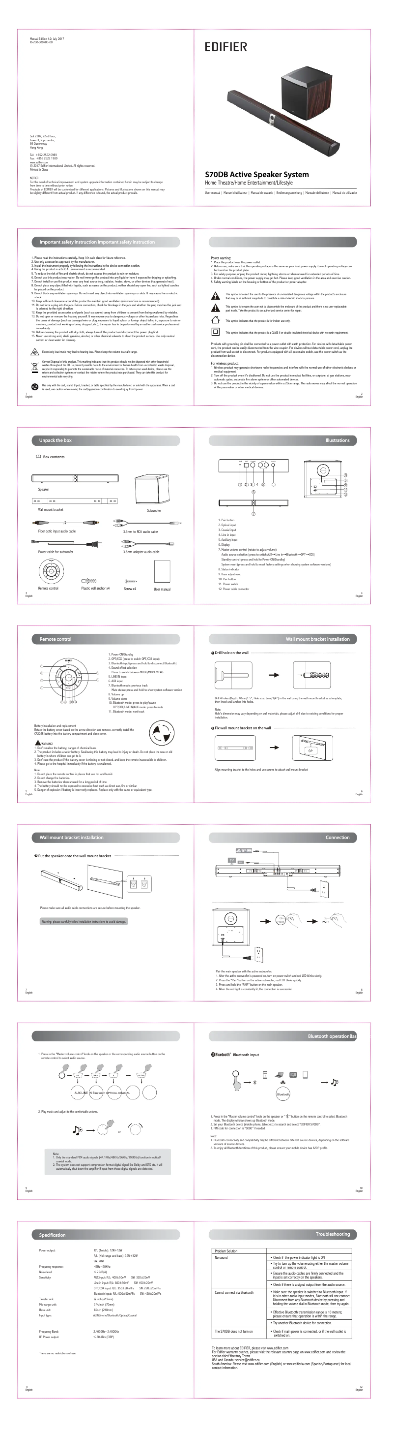 Image de la première page du manuel de l'appareil S70DB