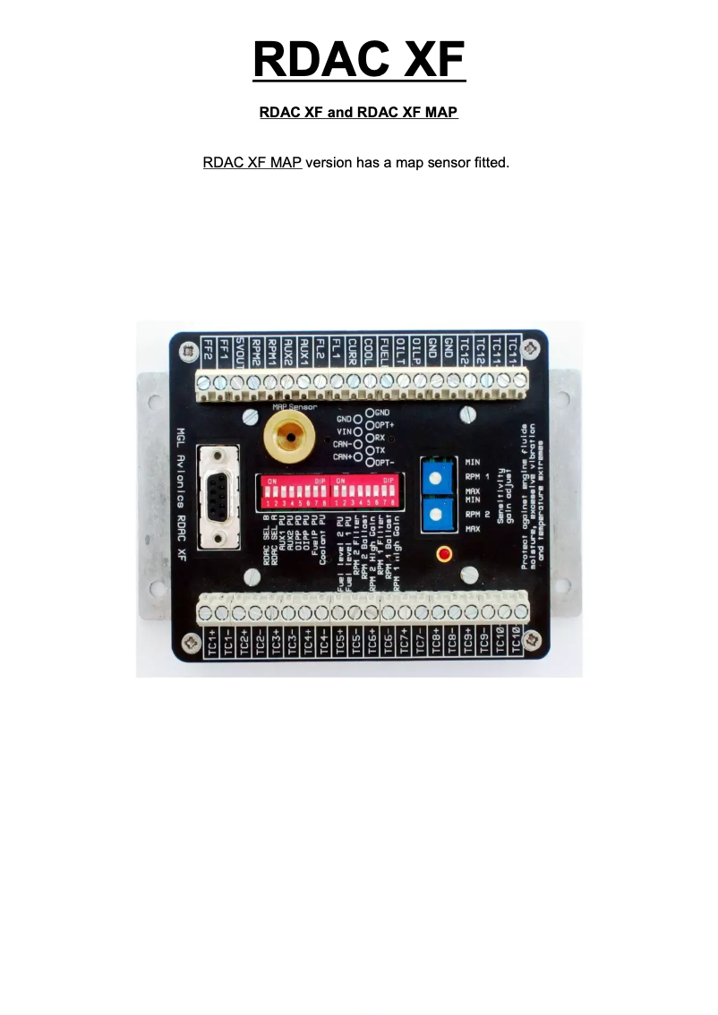 Page 1 de la notice Manuel utilisateur MGL Avionics RDAC XF