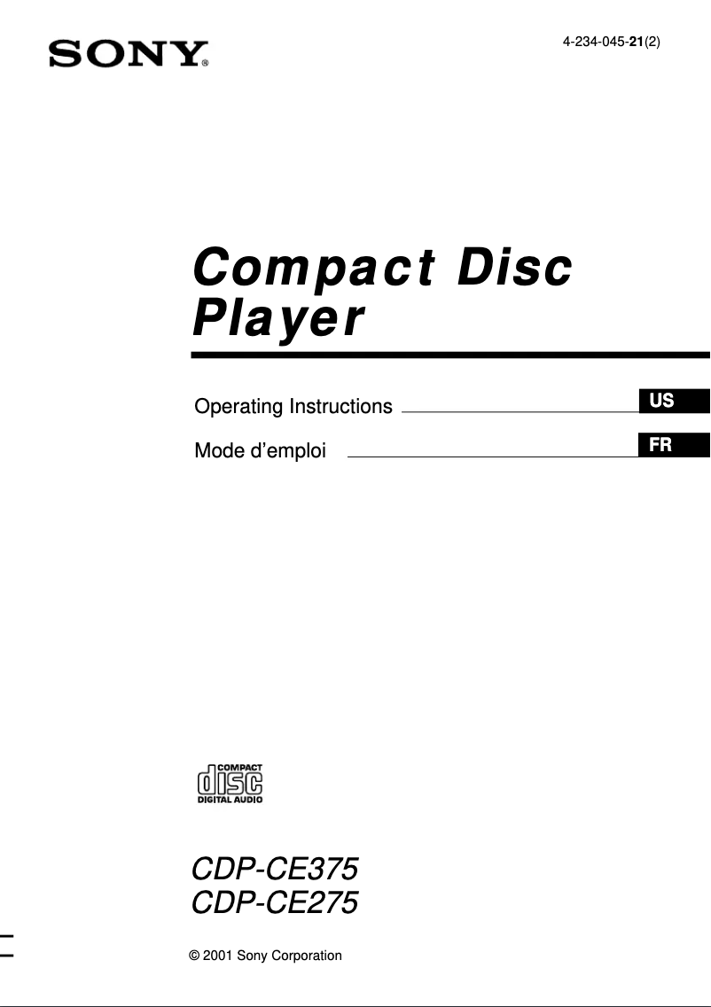 Image de la première page du manuel de l'appareil CDP-CE275