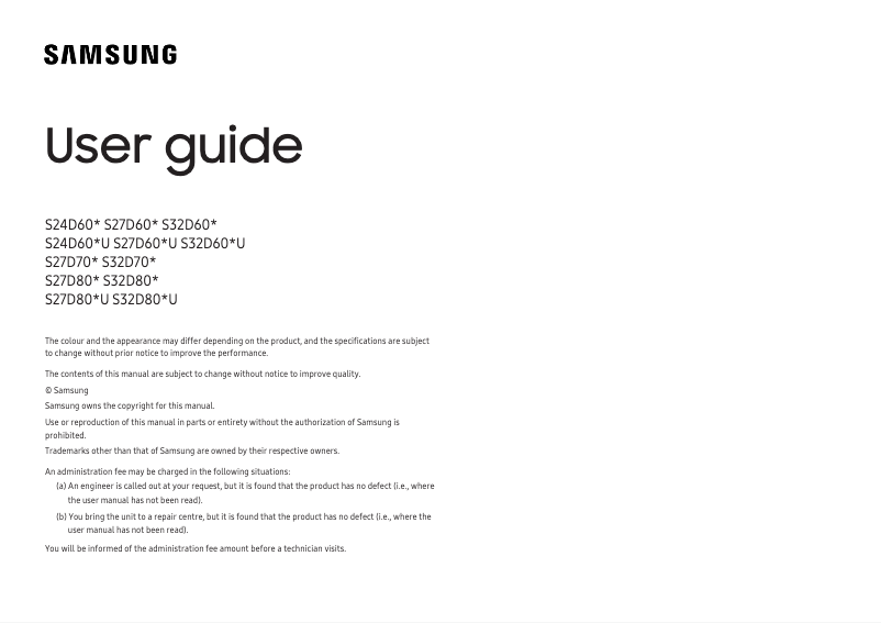 Page 1 de la notice Manuel utilisateur Samsung S32D701E