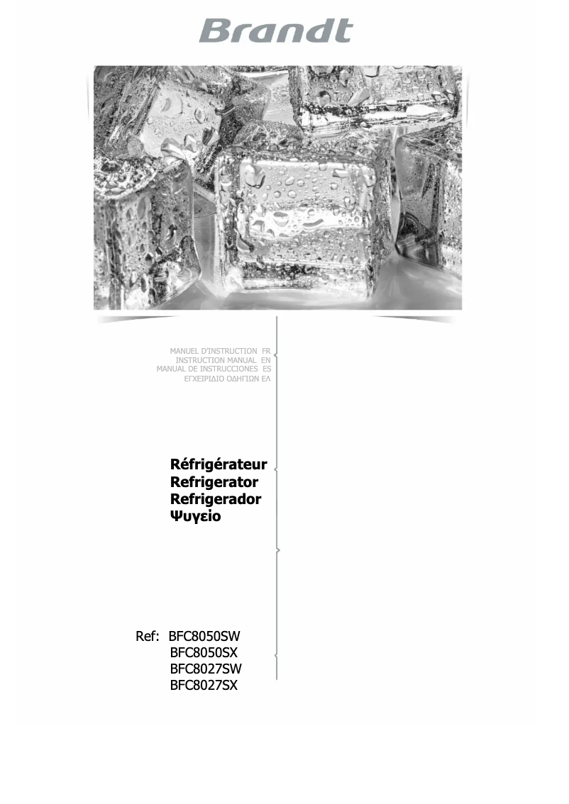 Image de la première page du manuel de l'appareil BFC8027SW