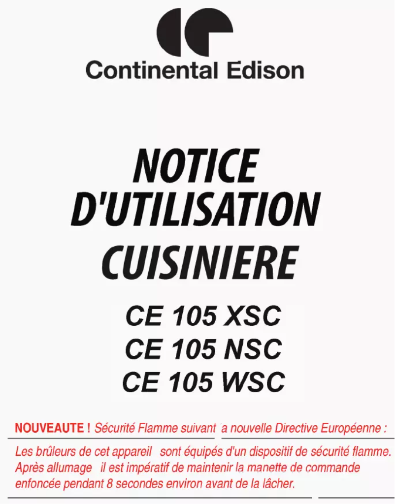 Page 1 de la notice Manuel utilisateur Continental Edison CE105XSC