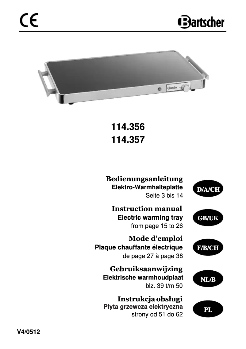 Page n°1 - Manuel utilisateur Bartscher 114357