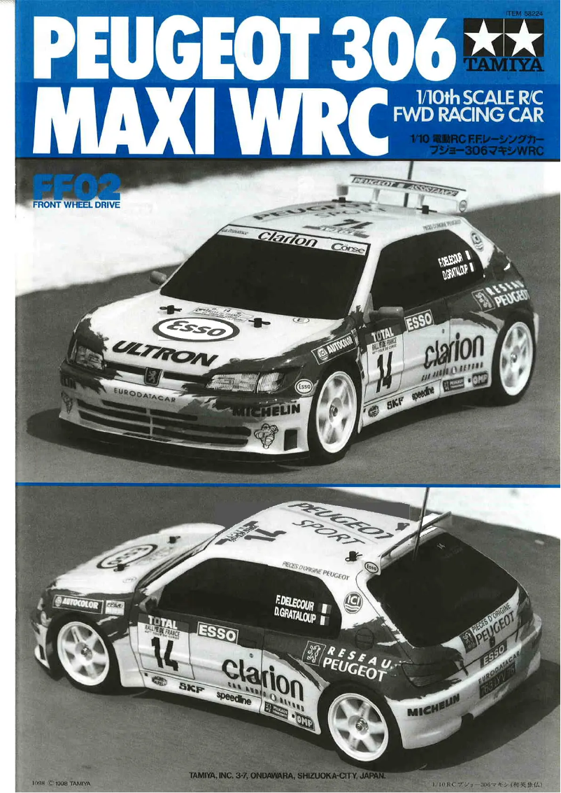 Page 1 de la notice Manuel utilisateur Tamiya Peugeot 206 Maxi FF-02