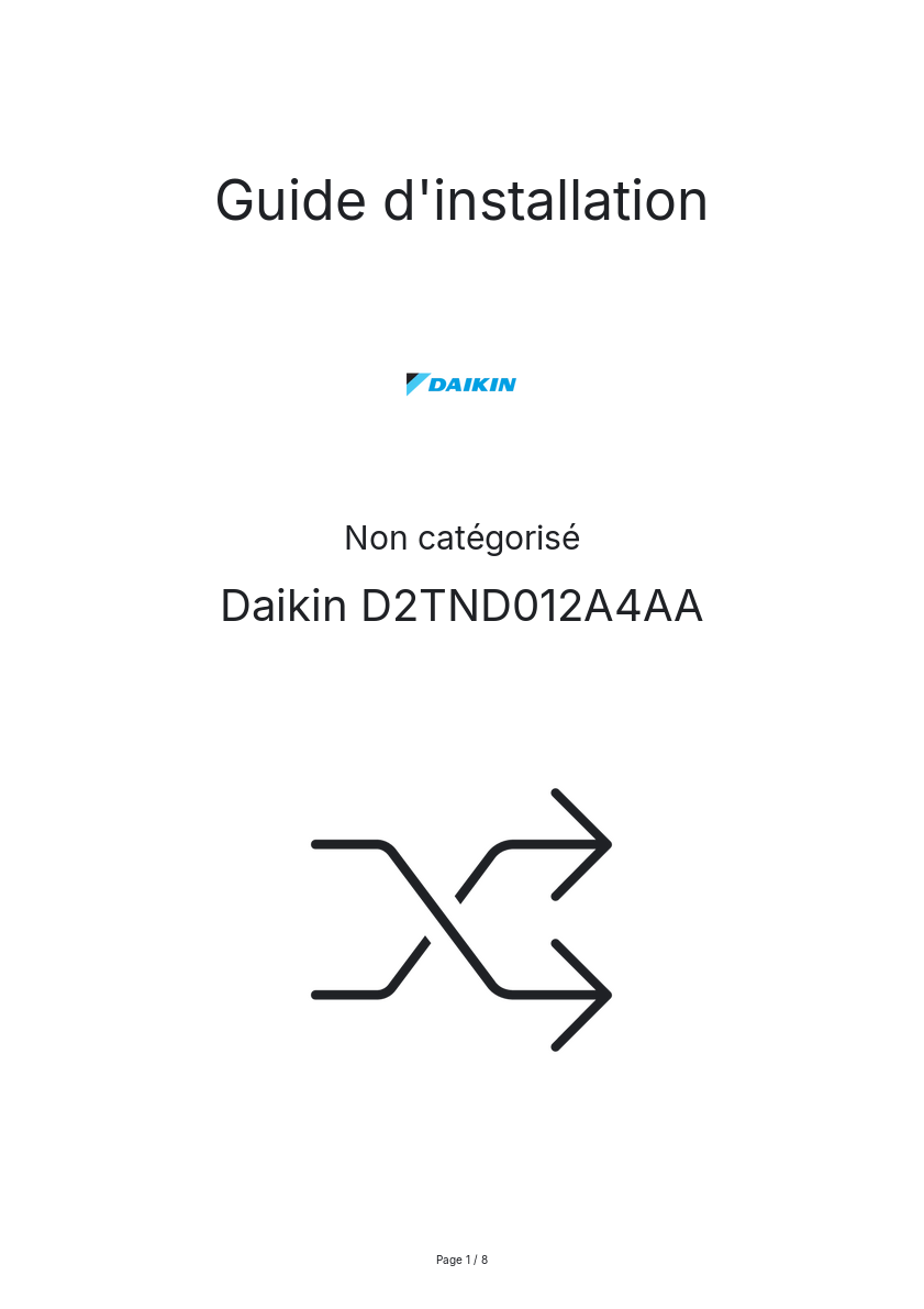 Image de la première page du manuel de l'appareil D2TND012A4AA