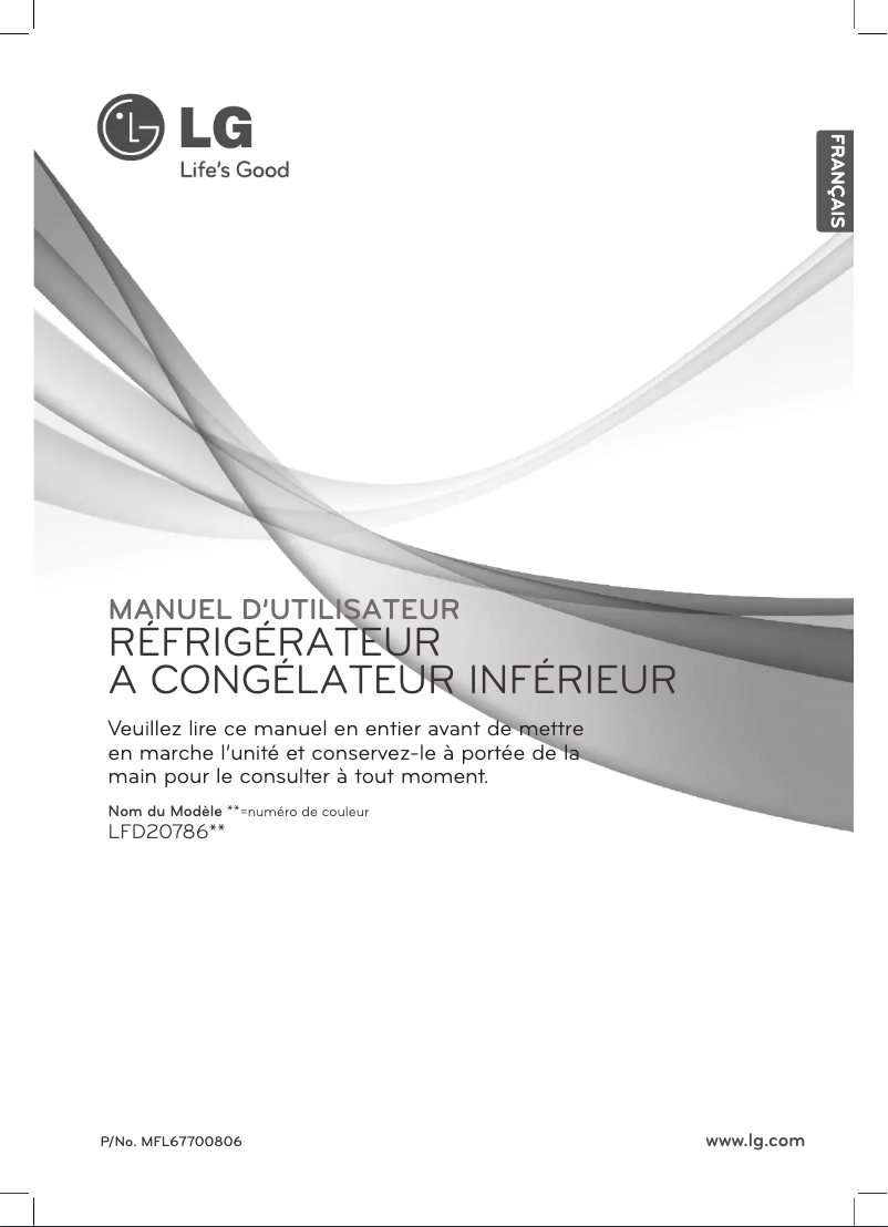 Page 1 de la notice Manuel utilisateur LG LFD20786SW