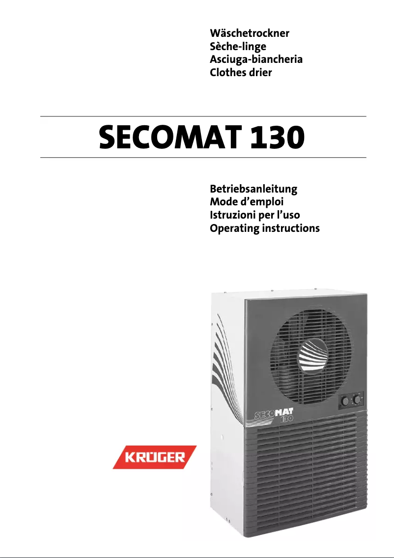 Page 1 de la notice Manuel utilisateur Krüger Secomat 130 AH
