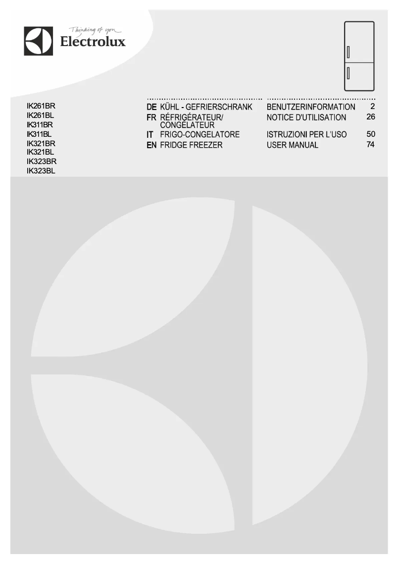 Page 1 de la notice Manuel utilisateur Electrolux IK323BR
