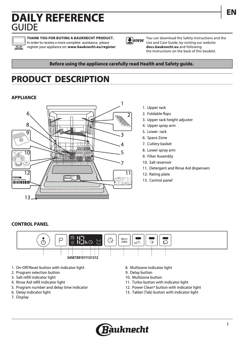 Page 1 de la notice Manuel utilisateur Bauknecht BIO 3T323 PE6.5M