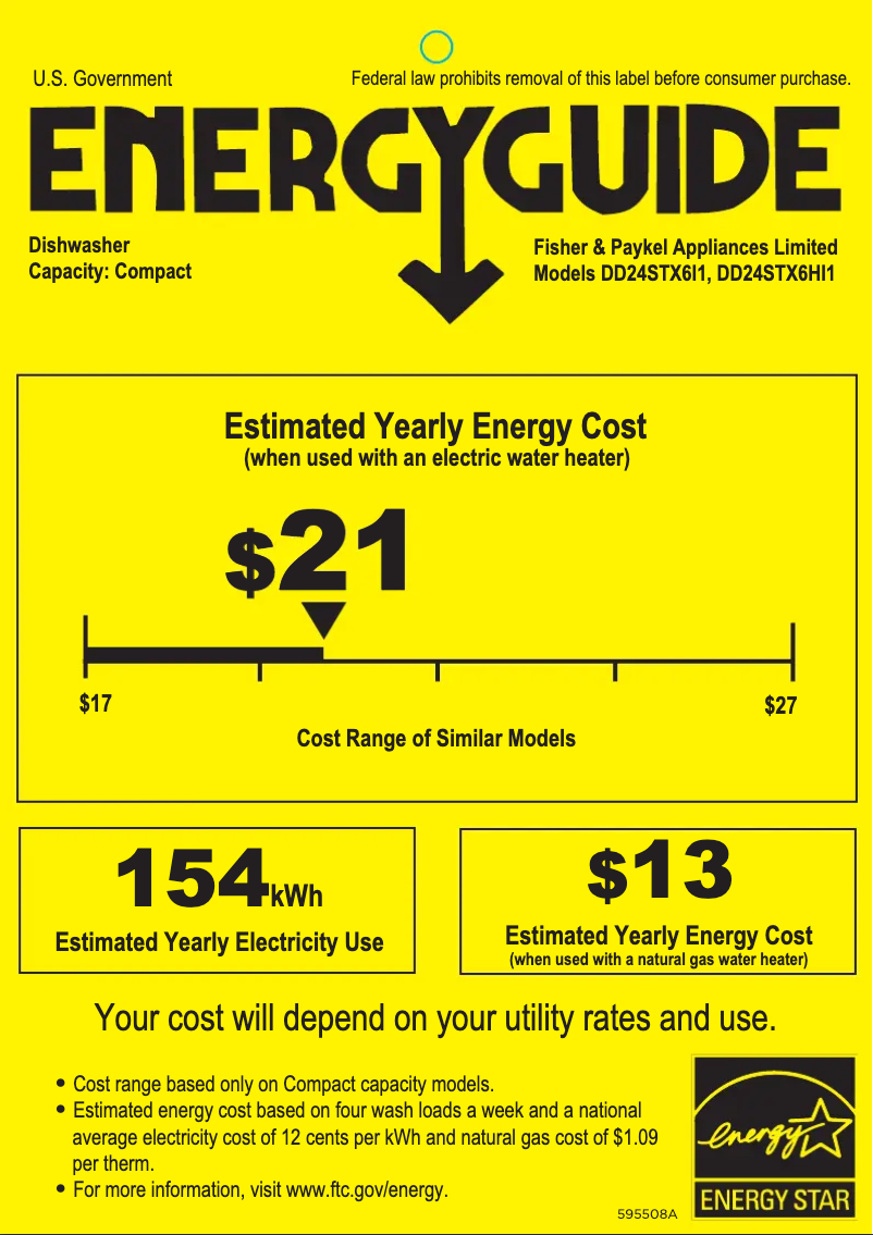 Page n°1 - Label énergétique Fisher & Paykel DD24STX6HI1